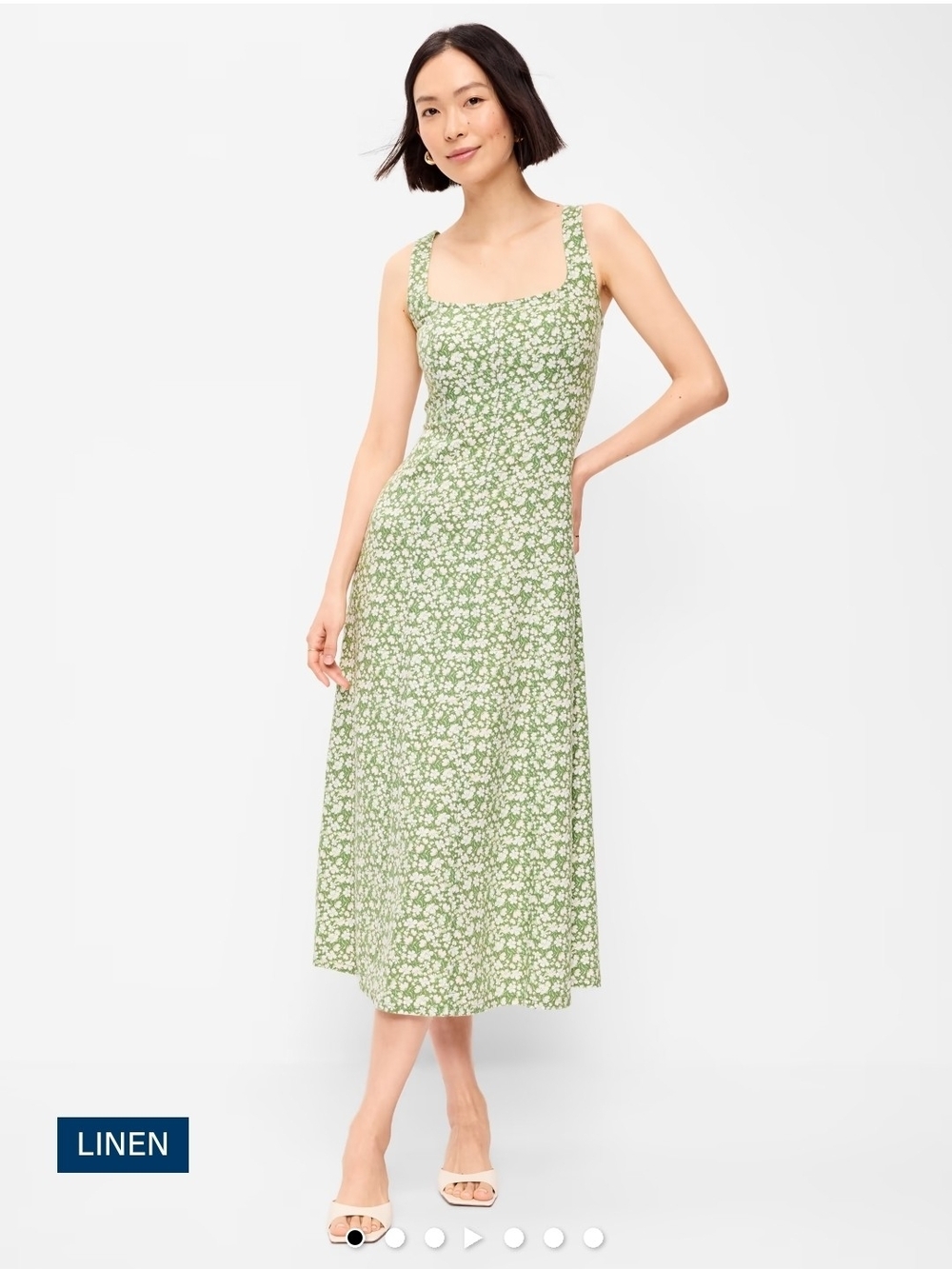 Old Navy Green Floral Midi Dress